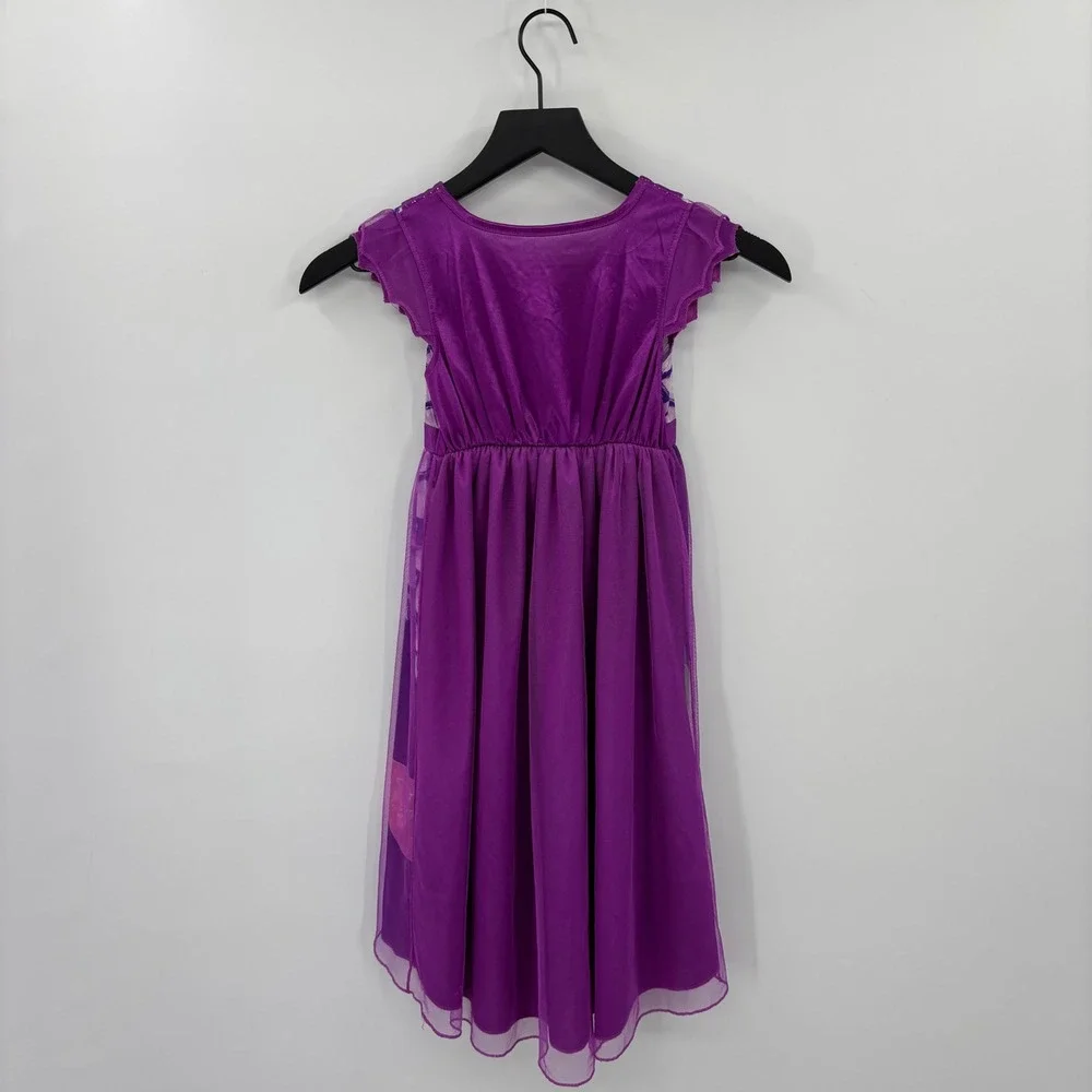 Disney Descendants 3 Mal Nightgown Kids Size 6 Purple Mesh Overlay Sleep Dress